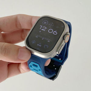 สายสำหรับสายคาด Apple Watch 44มม. 45มม. 49มม. 42มม. สายซิลิโคนนิ่มสร้อยข้อมือแนวสปอร์ต Iwatch รุ่น9 8 7 SE 6 5 4 Ultra1 2