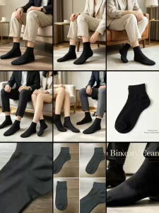hush.ph Black Plain Ankle Socks Breathable Cotton Anti-Odor Casual Socks For Men Women Daily Wear women