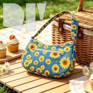 YOMDID 3pcs Stylish Versatile Floral Shoulder Bag Sewing Templates DIY Vintage Baguette Bag Quilting Stencils