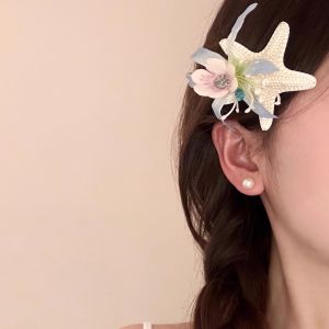 Ocean Series Hair Edge Clips Everlasting Flower Starfish Shell Berries Summer Holiday Travel Photography Starfish Claw Clips