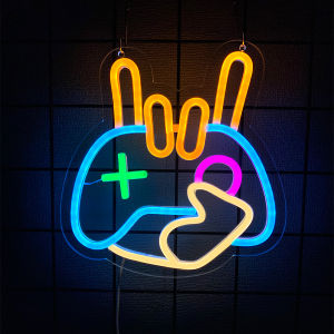 Game Zone Neon Sign Gamepad Shaped LED Neon Sign for Gamer Room Decor Game On Neon Sign for Boys Home Decor 5V USB Powered
