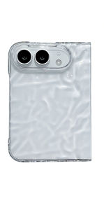 szhaiyu | For iPhone Duo Wrinkles 3D Water Ripples Case for iPhone Duo With Pearls Chain Crystal Bracelet Transparent Shockproof Cover