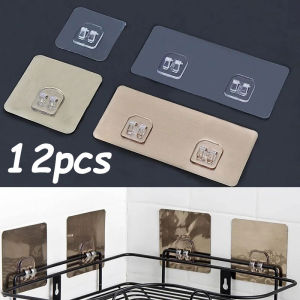 YESPERY 2/4/8/12Pcs Wall Adhesive Hooks Wire Shelf Rack Hook Wall Mount Punch Free Kitchen Bathroom Non Trace Holder
