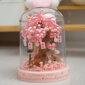 Bricks Set Flower with Music Box Assembled Toys Cherry Blossom Tree House DIY Toys Desktop Ornaments