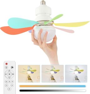 Ceiling Fan With Light Remote Control 3 Speed Dimmable Color Temperatures Rainbow Blades Screw In Small Ceiling Fan
