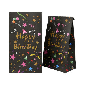 10/30/50Pcs Happy Birthday Kraft Paper Gift Bags Colorful Print Candy Cookies Packaging Boxes Bag For Kids Birthday Party Decor
