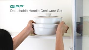 GIPP® 3/5/11 Pcs Non-Stick Cookware Set Removable Handle Induction Kitchen Cookware 3/5/11 Pcs