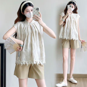 Maternity Short Sleeve Thin Cheongsam-Style Versatile Blouse