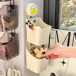 Kitchen Wall-Mounted Storage Box Garlic Onion Ginger Organizer No-Punching Required Hanging Basket for Home Organization