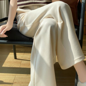 High Waist Knitted Casual Pants Womens Loose Straight Thin Wide Leg Pants Spring Summer Fashion Slimming Trousers