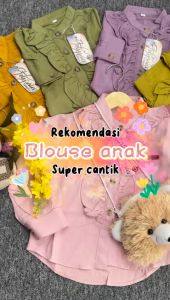 Kemeja Blouse Anak Perempuan Umur 2-7 Tahun Kain Rayon Twill Super Dan Free Tas Boneka