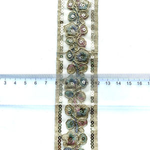 2m/6.56ft each Pack big wide organza embroidery trims lace flower curtain accessory handmade DIY craft curve dress decorations