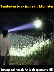 Diterangi selama 500 jam Senter kepala 500 watt Senter kepala 300 watt 50000 Lumens 999999mah Tahan air Senter kepala led cas tahan 24 jam tahan air heavyduty militer asli darurat stong light Senter cas kepala Senter kepala