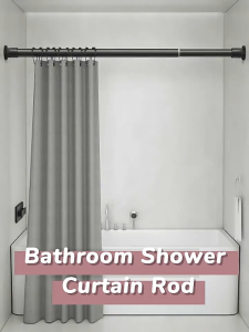 50-260cm Telescopic Clothing Rod Punch-free Stainless Steel Shower Curtain Rod Adjustable Shower Spring Rod Wardrobe Support Rod