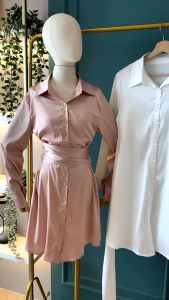 IMPORT(PS) Dress Kemeja Silky Pinggang Tali Ramping Untuk Acara Formal Semi formal PS2311310/Gaun Kemeja