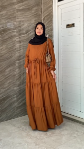 Gamis Wanita Rayon Premium Serut Susun Basic | Daily Dress Kayla Rayon Polos | Homeydress Rayon Twill Basic