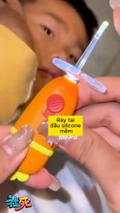 (tặng pin ) Dụng cụ ráy tai mini kèm nhíp có đèn led và kính lúp hình cà rốt  full box - chăm sóc tai - ráy tai có đèn cho bé - bảo vệ tai