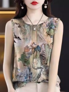 Áo Vest Không Tay in Họa Tiết Thời Trang Mùa Xuân Hè Rộng Rãi Cỡ Lớn Che Bụng Mặc Trong Và Ngoài Cho Nữ