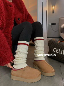 Thickened Knitted IJIO Sock Covers Autumn Winter Warm Retro Color Block Twist 3D Thickened Leg Warmers Womens Mid-Calf Socks