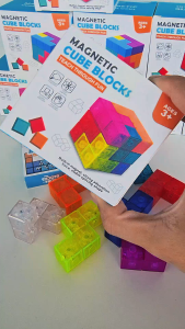 OSSDE Magnetic Building Blocks Magic 3D Puzzle Cubes 7 Multi Shapes Magnetic Blocks 54 Guide Cards