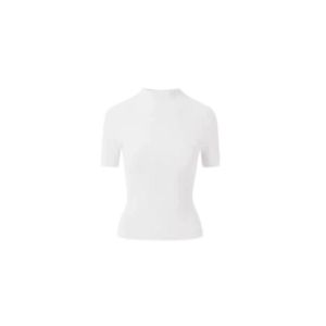YUEZHONGWEI | White Round Neck Short Sleeve Knitted T-Shirt Womens Unique Beautiful Waist-Cut Old Money Style Slim Fit Short Length Top