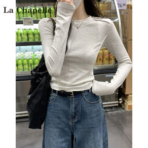 La Chapelle Womens Slim Fit Long Sleeve round Neck T-Shirt White Base Shirt Inner Wear Autumn 2025 New Style Commute Style
