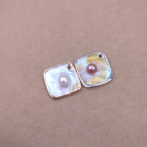 Natural Freshwater Pearl Pendant Material DIY Waterdrop Heart Block round Shell Baroque Drop Earrings Jewelry Accessories
