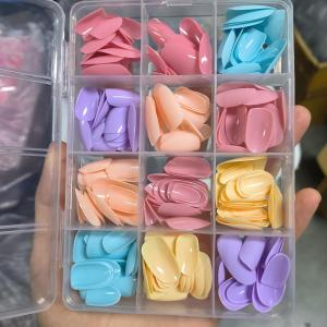 24Colors 288pcs Glossy Medium Almond Fake Nails Solid Color  Simple Press On Nail for Women Wearable Colorful False Fingertips 1