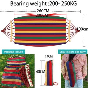 Outdoor Canvas Camping Hammock Anti Rollover Portable Thicken Fabric Single/Double Hammock with Carry Bag for Patio Backyard