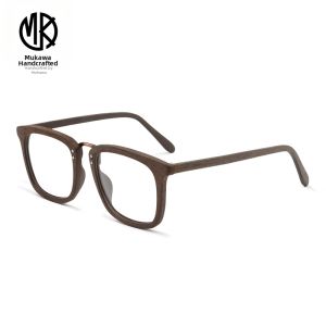 MOKCHEON | Retro Large Wooden Pattern Full Frame Eyeglass Frames