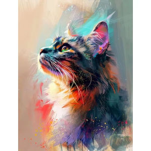 500/1000/1200/2000PCS Colorful Abstract Cat Portrait Jigsaw Puzzle Vibrant Watercolor Style Art for Living Room Wall Decor