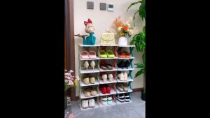 Rak Sepatu Model Lipat Multi Layer Bahan Plastik Rak Sepatu Silang Rak Tanaman Rak Serbaguna