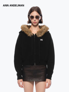 ANN ANDELMAN | Removable Fur Hooded Cardigan Sweater