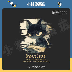 Cute Black Cat Silhouette Cartoon Print T-Shirt Hoodie Pattern Heat Transfer Iron on Decal Trendy Fun DIY Sewing Accessories