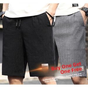 Loose Linen Five-Point Mens Summer Thin Beach Shorts Sports Casual Pants Lightweight Breathable Youthful Beachwear