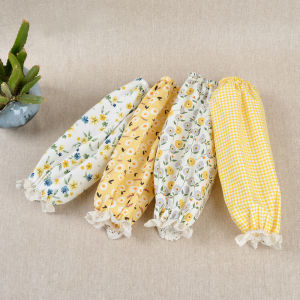 Pure Cotton Beautiful Lace Yellow Plaid Girls Sleeves Pure Cotton No Waterproof Clothes Sleeves Mid-Length down Jacket