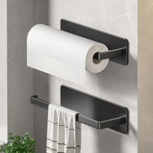 Wall-Mounted Kitchen Tissue Holder Free-Punching Roll Paper Storage Rack Kitchen Tissue Preservation Film Towel Storage Rack