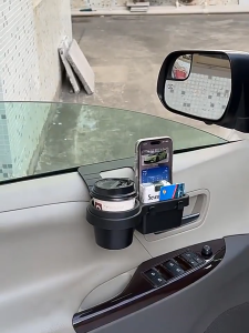 4IN1 Car Cup Holder Door Panel Gap Storage Organizer Drink Water Phone Mount Storage Box Hook Hanger