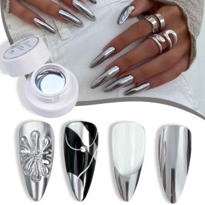 Misscheering Metallic Painting Gel Polish Strong Silver Effection Nail Art Soak Off Gel Nail Polish Silver Mirror Gel Nail tools