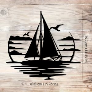 CIFbuy | Large Heavy-Duty Iron Sailing Ship Wall Art Nautical Sailboat with Waves Indoor Outdoor Decor for Living Room Balcony