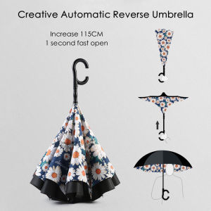 Reverse umbrella/C type long handle/automatic/enlarged/115cm/light weight/vehicle umbrella