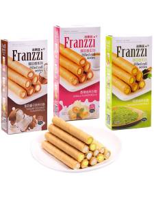 Franzzi Sandwich Cone Matcha Vanilla Coconut Flavor Heart-Injection Wafer Biscuit Snack Snack Leisure Food Boxed