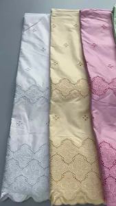 Premium African Swiss Voile Lace Fabric Hollow Embroidery Scalloped Edge Nigerian Cotton Dry Lace For Wedding Party Outfit Sew