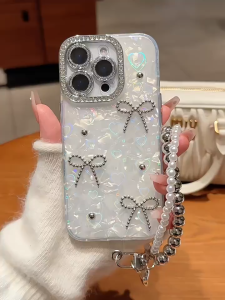 3D Paste Pearl Bow Gradient Heart IMD Hard Case for iPhone 11 12 13 14 15 16 17 Pro Max Plus Air Casing Personalized Phone Case for iPhone 16 Case Cover