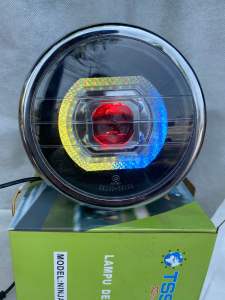 REFLEKTOR LAMPU DEPAN NINJA R SS BILLED MATRIX X1 RGB DEVIL SHOURD AKRILIK KRYSTAL 45 IN