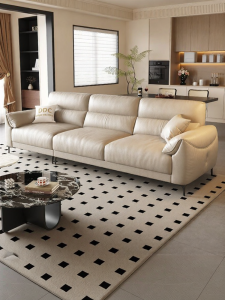 Italian Minimalist High-Leg Full Genuine Leather Top-Grain Vegetable-Tanned Sofa for Small Apartments