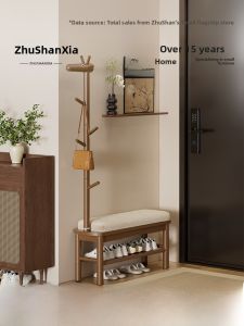 Rabbit Entrance Bench Solid Wood Indoor Shoes Changing Bench Doorway Home Use Sit And Store Compact Mid-Century Creative Entrance Bench