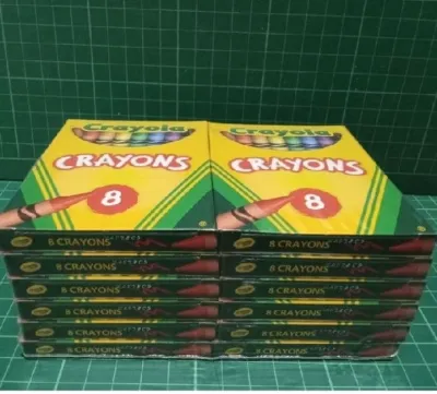 (12box)Crayola Regular Wax Crayons 24 Count Green and Yellow Packaging Stationery Art Supplies