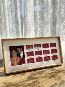Creative Wedding Gift Couple Anniversary Photo Frame Wall Hanging Desk Top Decoration Lush Modern Style Real Wood Customizable