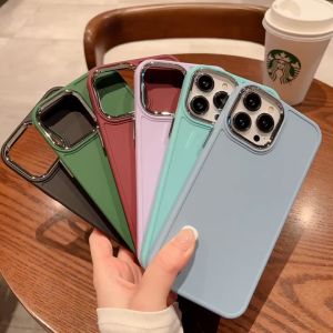 Metal Plating Lens Protective Frame Phone Case For iPhone 14 Pro Max 13 12 11 Pro Max 14 Plus X XR XS Max 7 8 Plus SE 2020 SE 2022 Solid Color Soft Silicone Shockproof Cover
